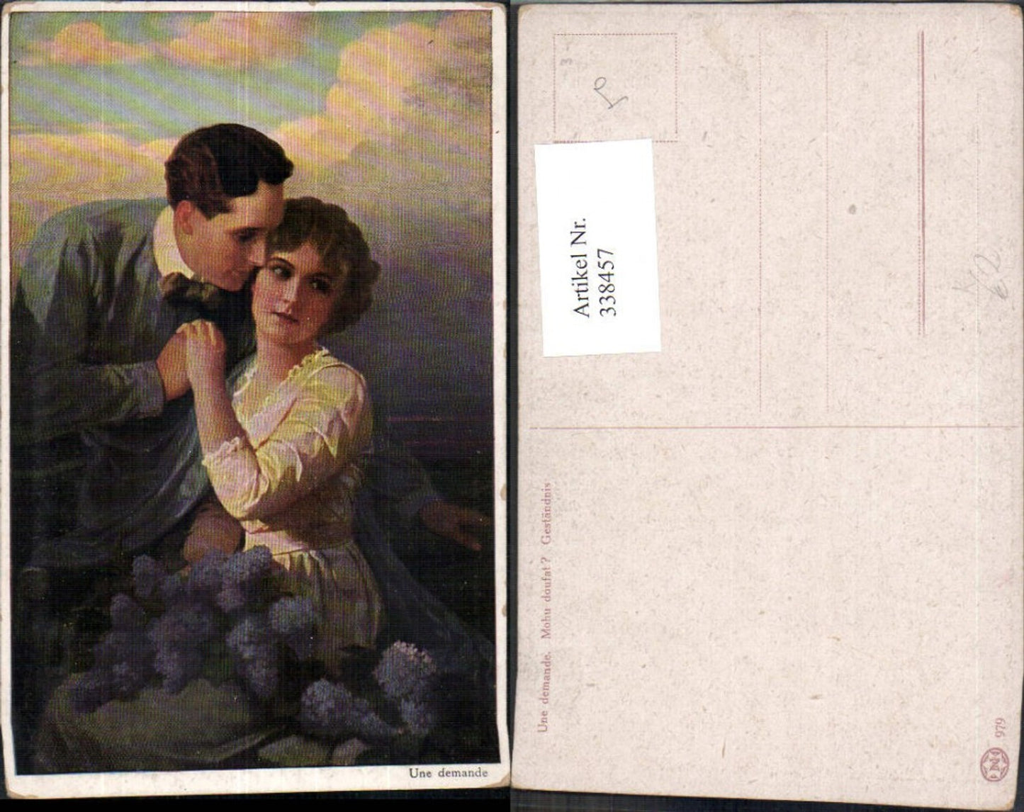 338457,Künstler Ak Geständnis Liebe Paar Händchenhalten