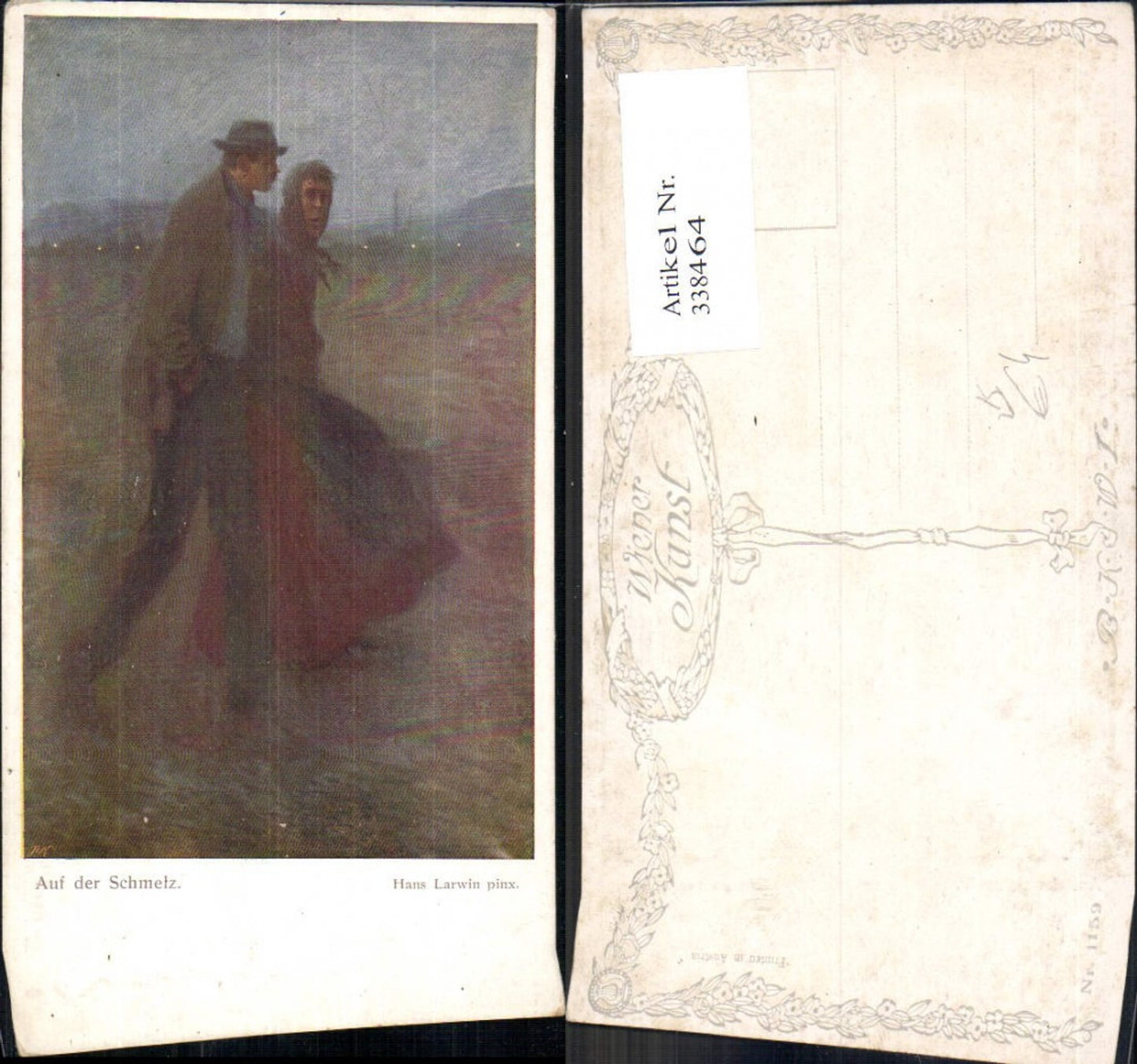 338464,Künstler Ak Hans Larwin Auf der Schmelz Liebe Paar spaziert pub B.K.W.I. 1159