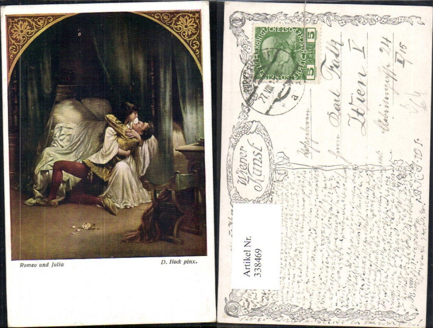 338469,Künstler Ak D. Hock Romeo u. Julia Liebe Paar pub B.K.W.I. 1699