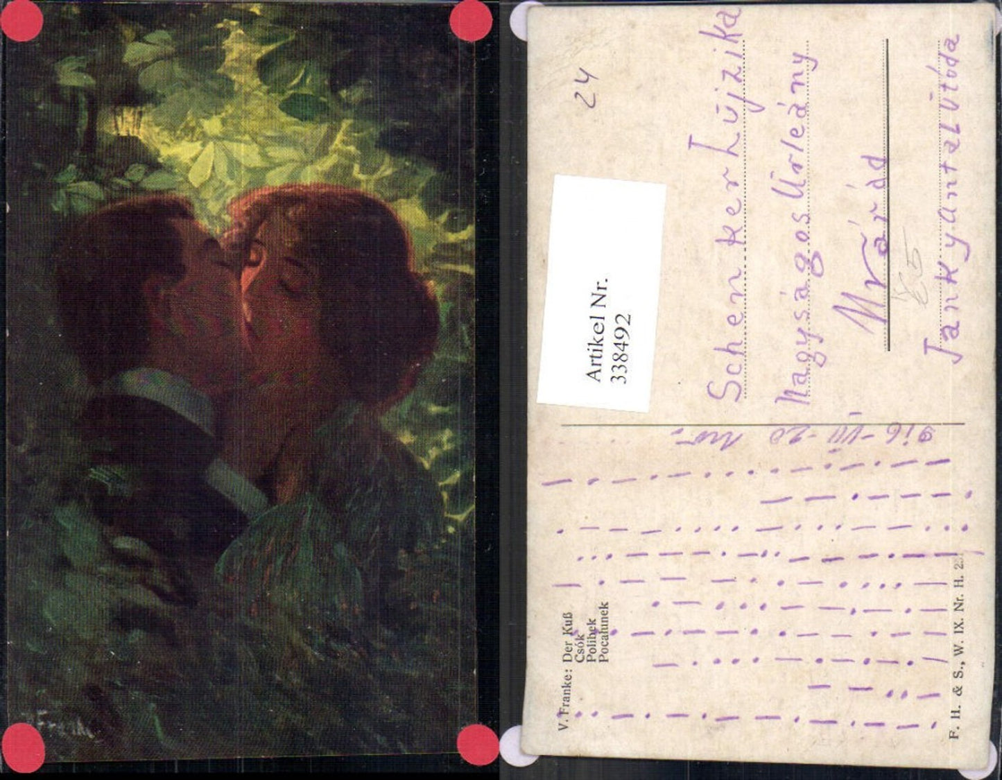 338492,Künstler Ak V. Franke Der Kuss Liebe Paar