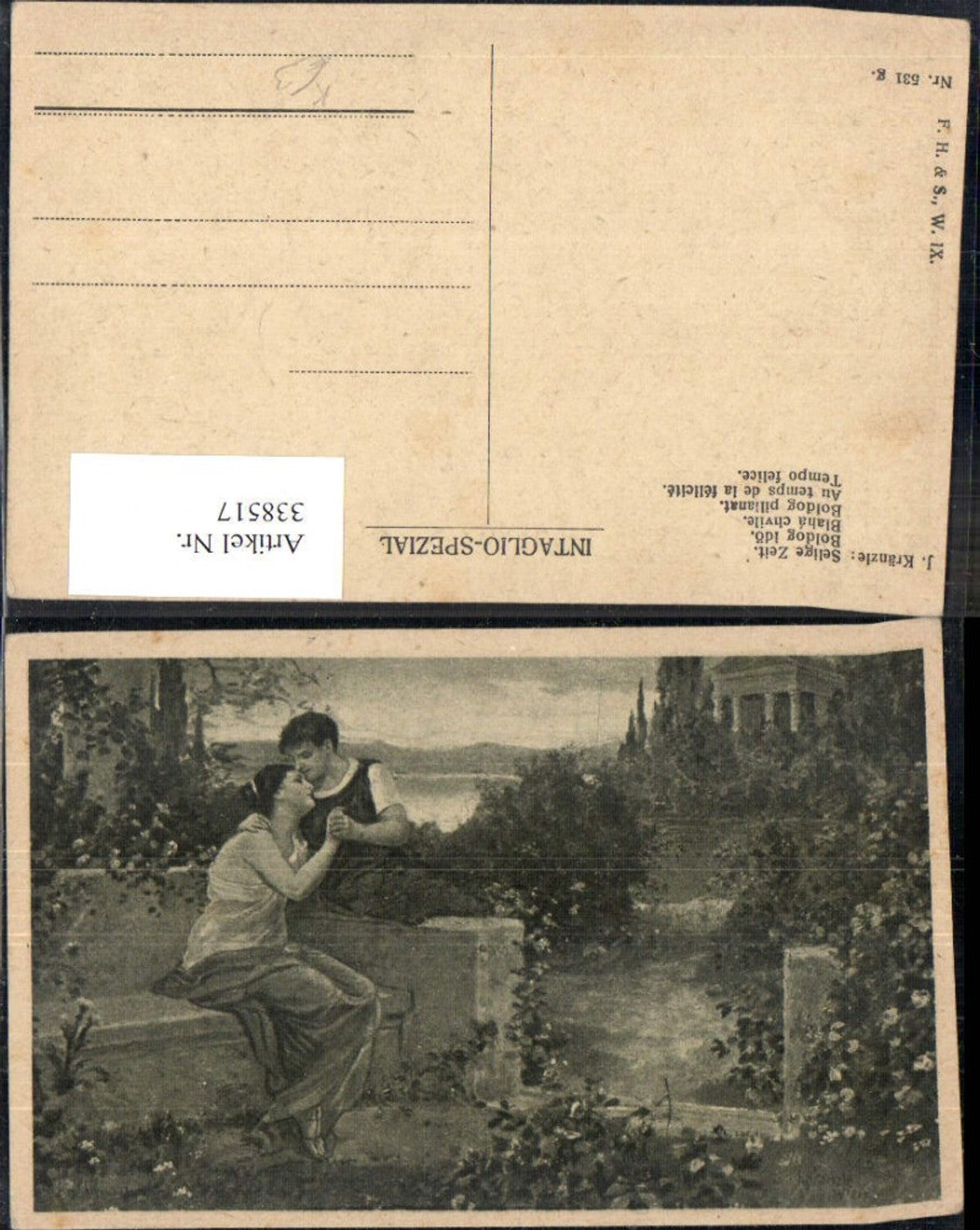338517,Künstler Ak J. Kränzle Selige Zeit Liebe Paar Umarmung Kuss a. Stirn