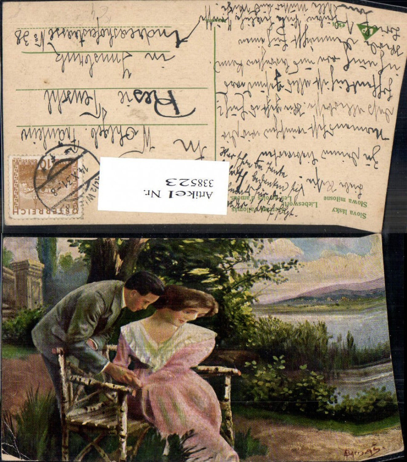 338523,Künstler Ak Barnas Liebesworte Liebe Paar