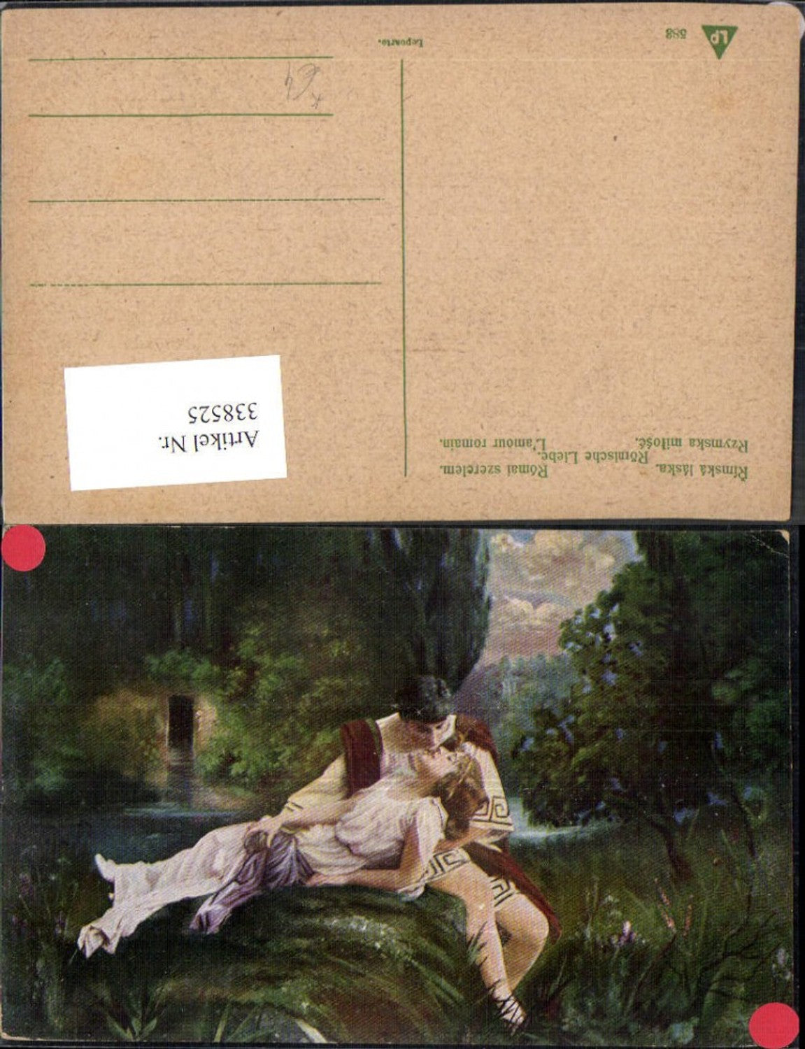 338525,Künstler Ak Römische Liebe Paar Kuss