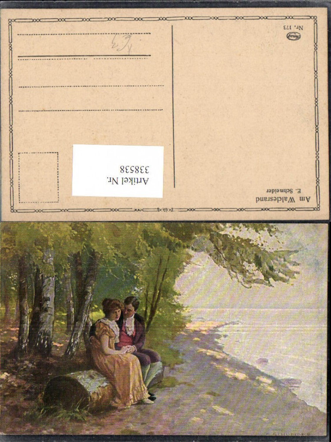338538,Künstler Ak E. Schneider Am Waldesrand Liebe Paar Umarmung