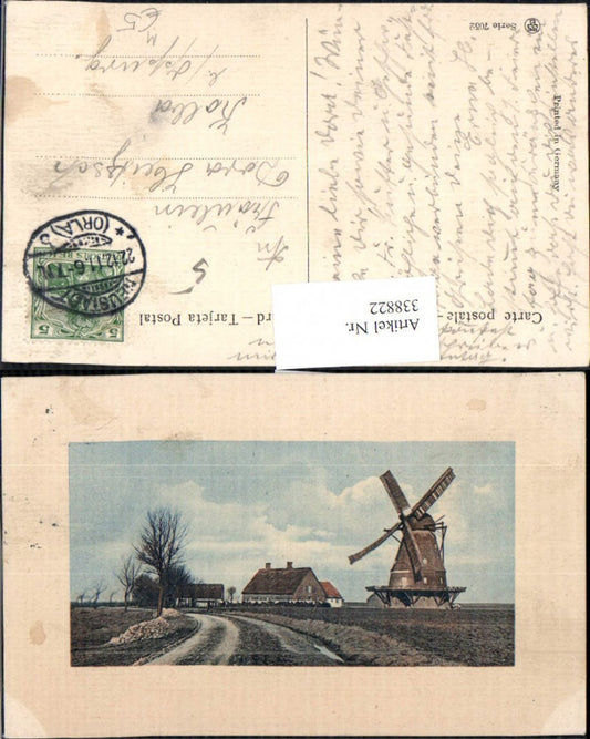 338822,Windmühle Häuser Landschaft Passepartout