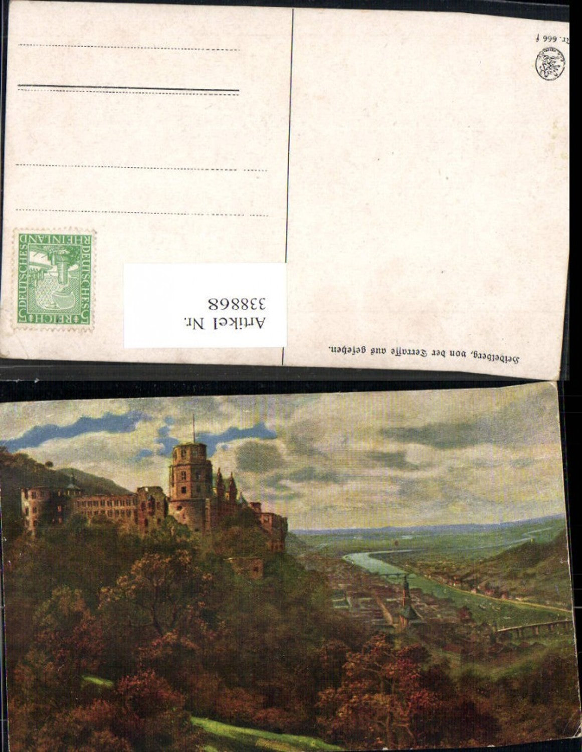 338868,Künstler Ak Schloss Heidelberg v. d. Terrasse gesehen