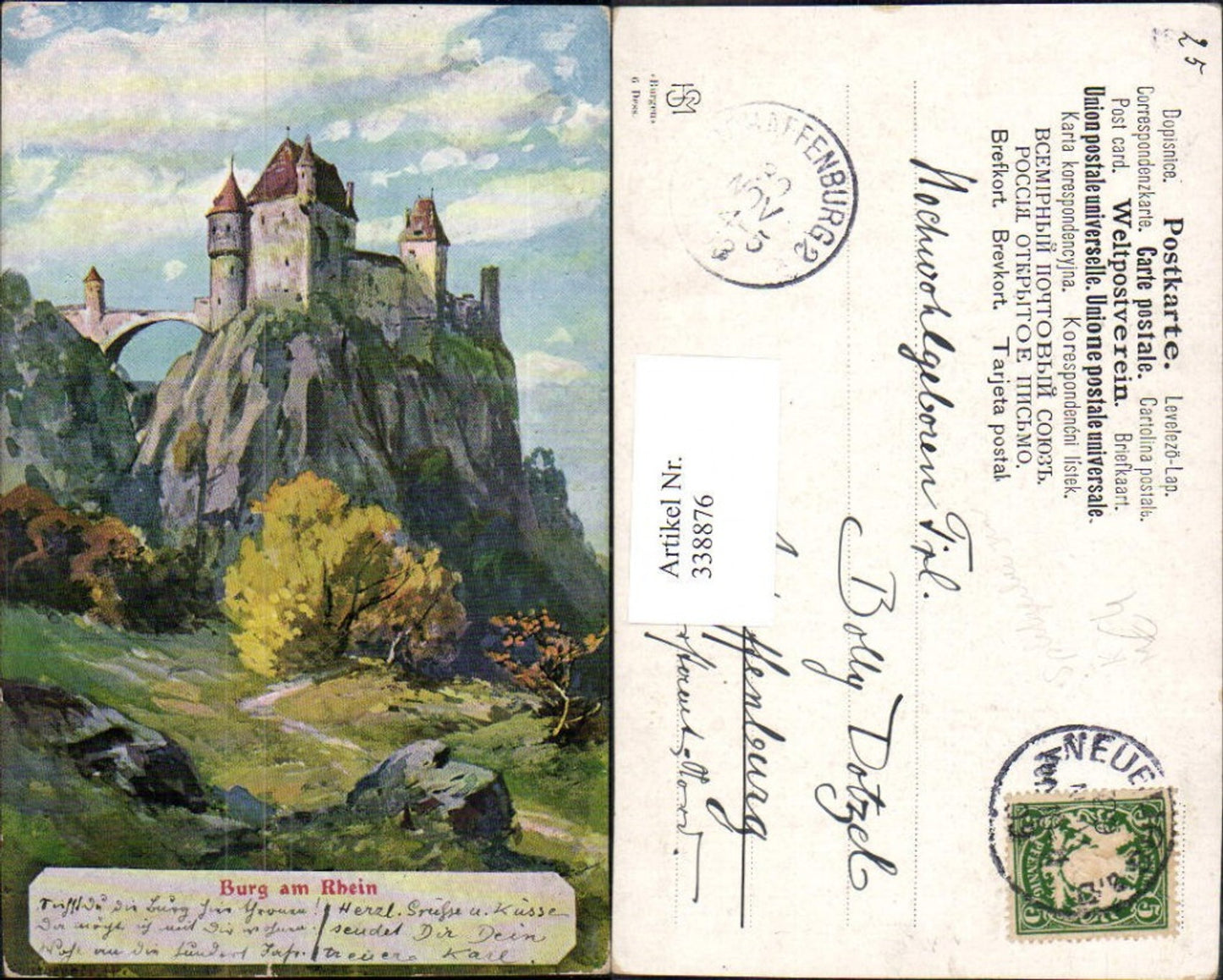 338876,Künstler Ak Splitgerber jun. Burg a. Rhein