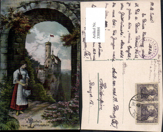 338884,Künstler Ak Burg Lichtenstein sBärbele v. Lichtenstein Frau