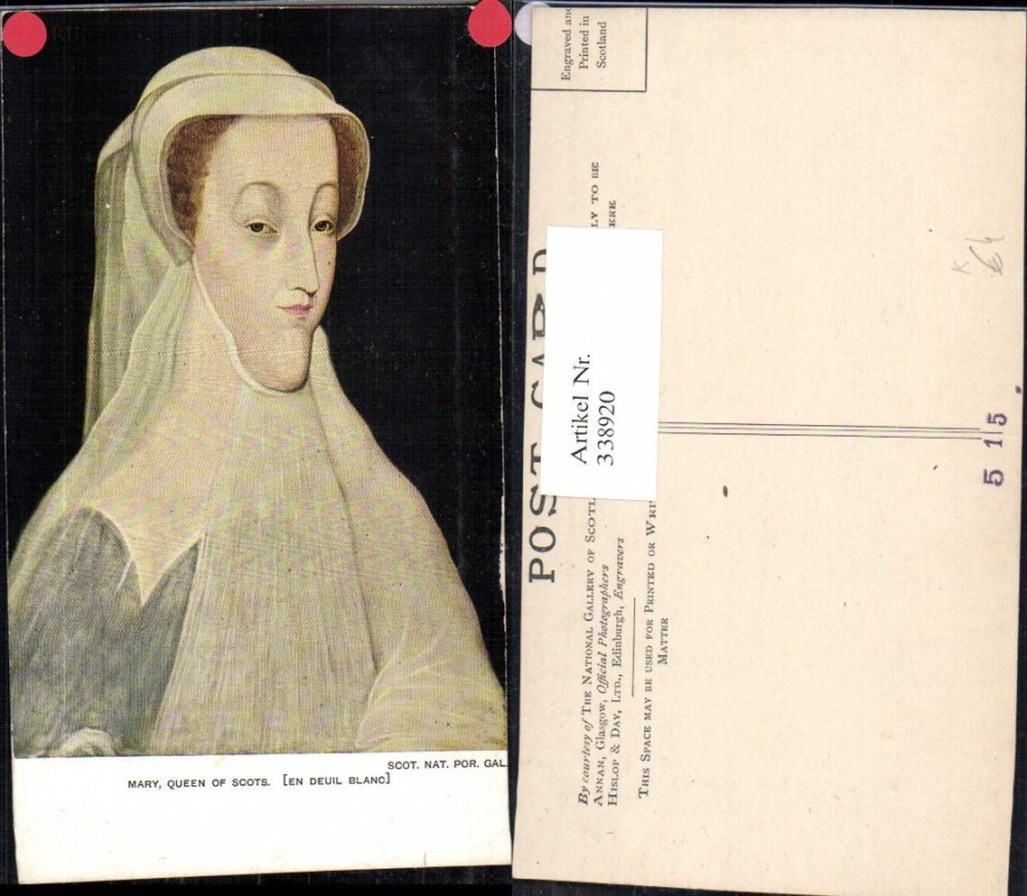 338920,Künstler Ak Mary Queen of Scots Portrait Adel Monarchie