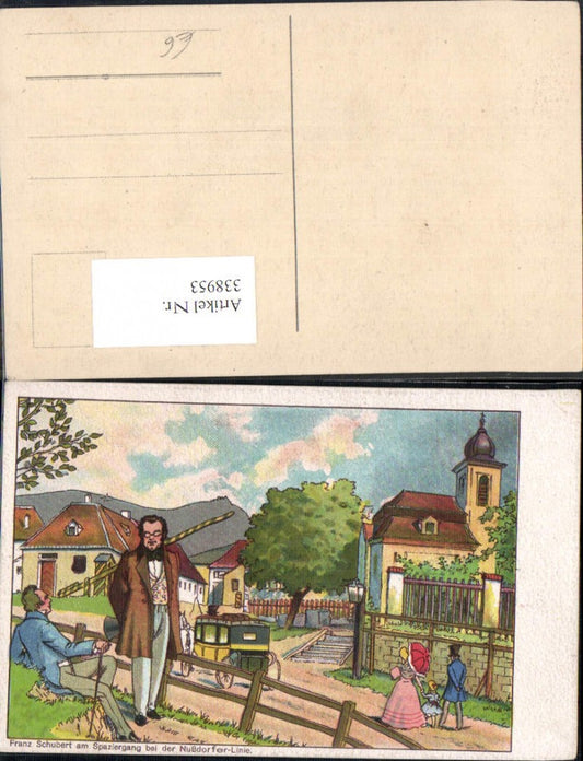 338953,Künstler Ak Franz Schubert Spaziergang Nußdorfer Linie Kutsche Komponist Musik