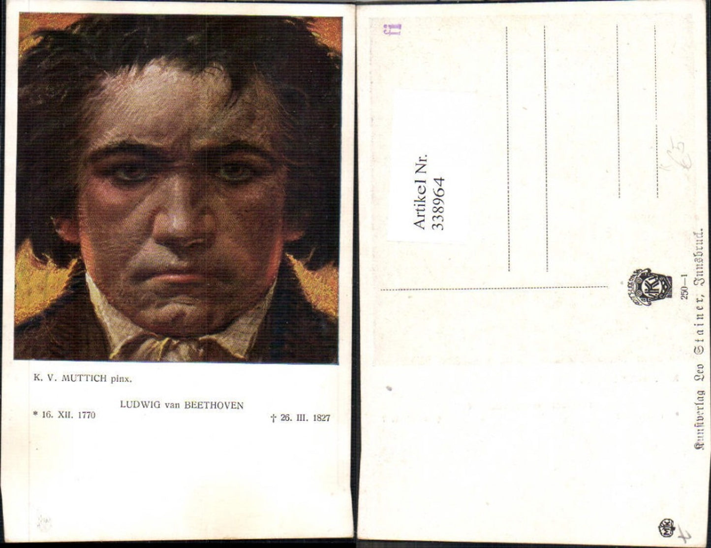 338964,Künstler Ak K.V. Muttich Ludwig van Beethoven Komponist Musik