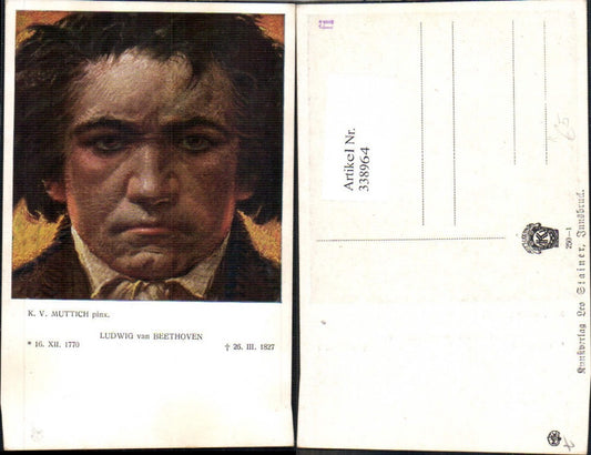 338964,Künstler Ak K.V. Muttich Ludwig van Beethoven Komponist Musik
