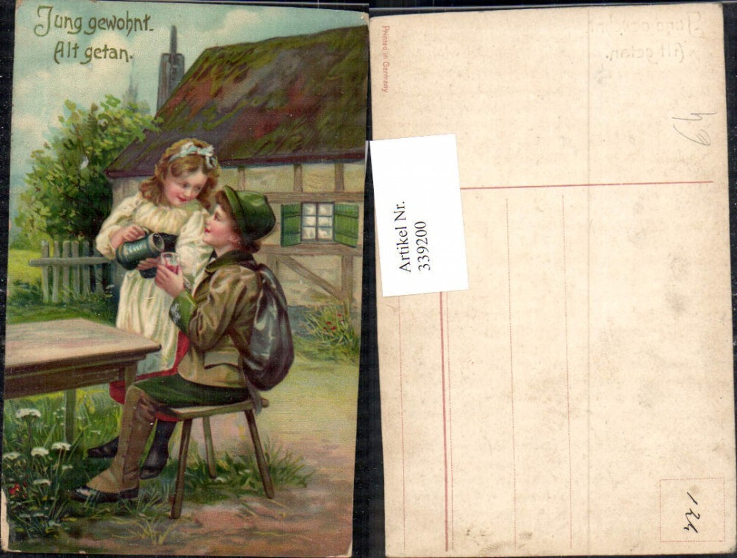 339200,Künstler Ak Kinder Tracht Jagd Wein Spruch pub EAS