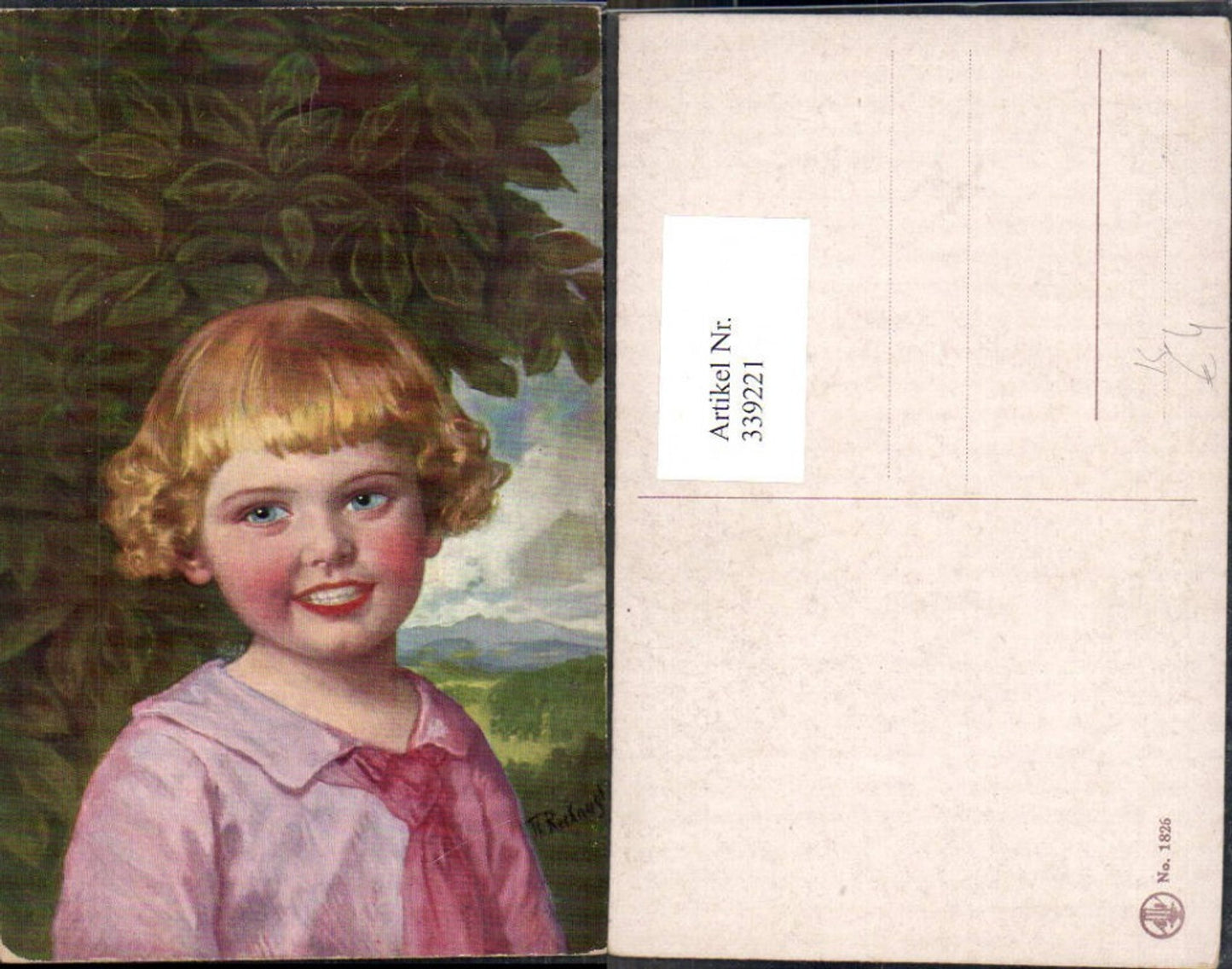 339221,Künstler Ak Th. Recknagl Kind Blondes Mädchen Strauch Landschaft