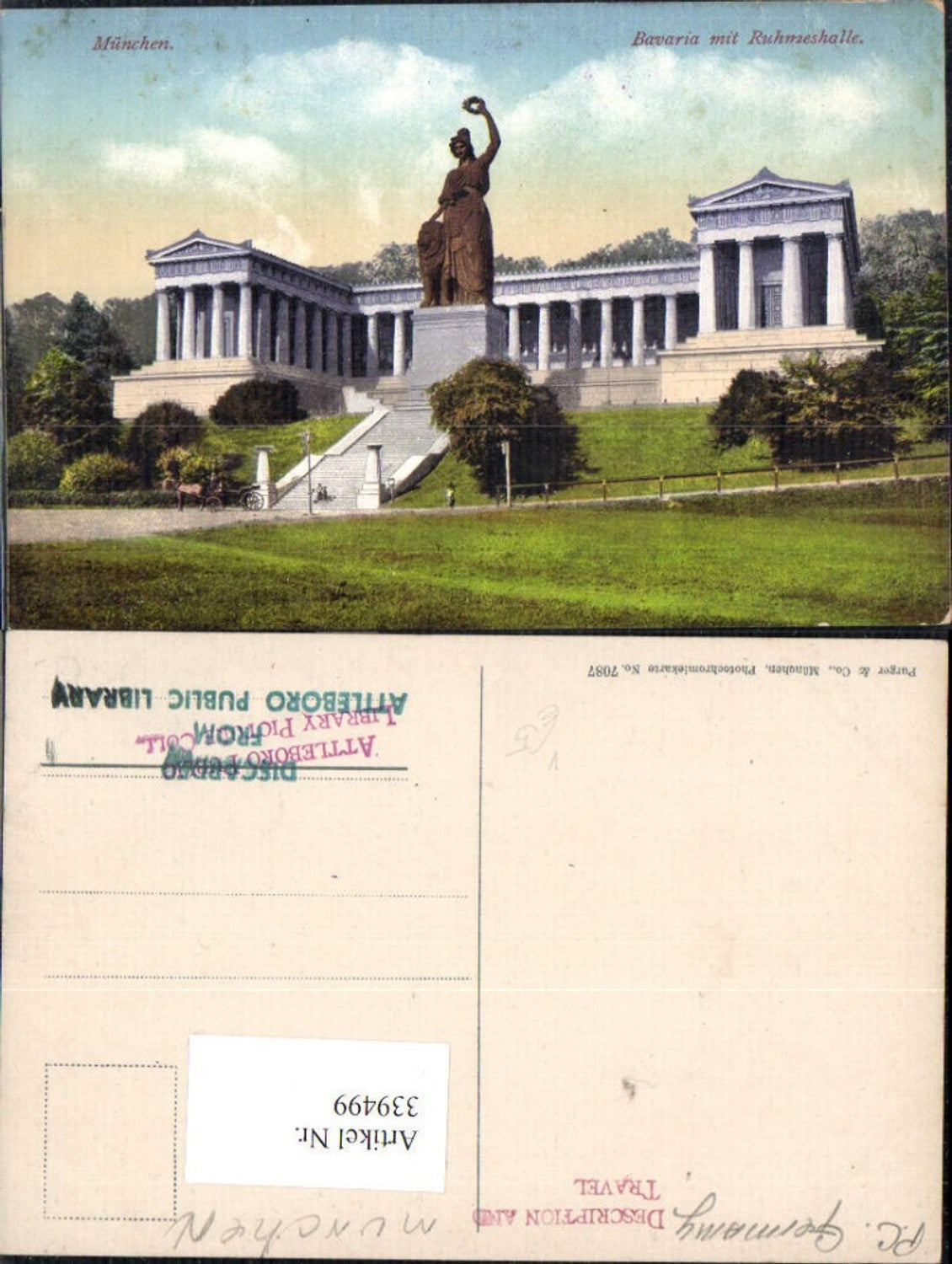339499,München Bavaria m. Ruhmeshalle Statue pub Purger Co 7087