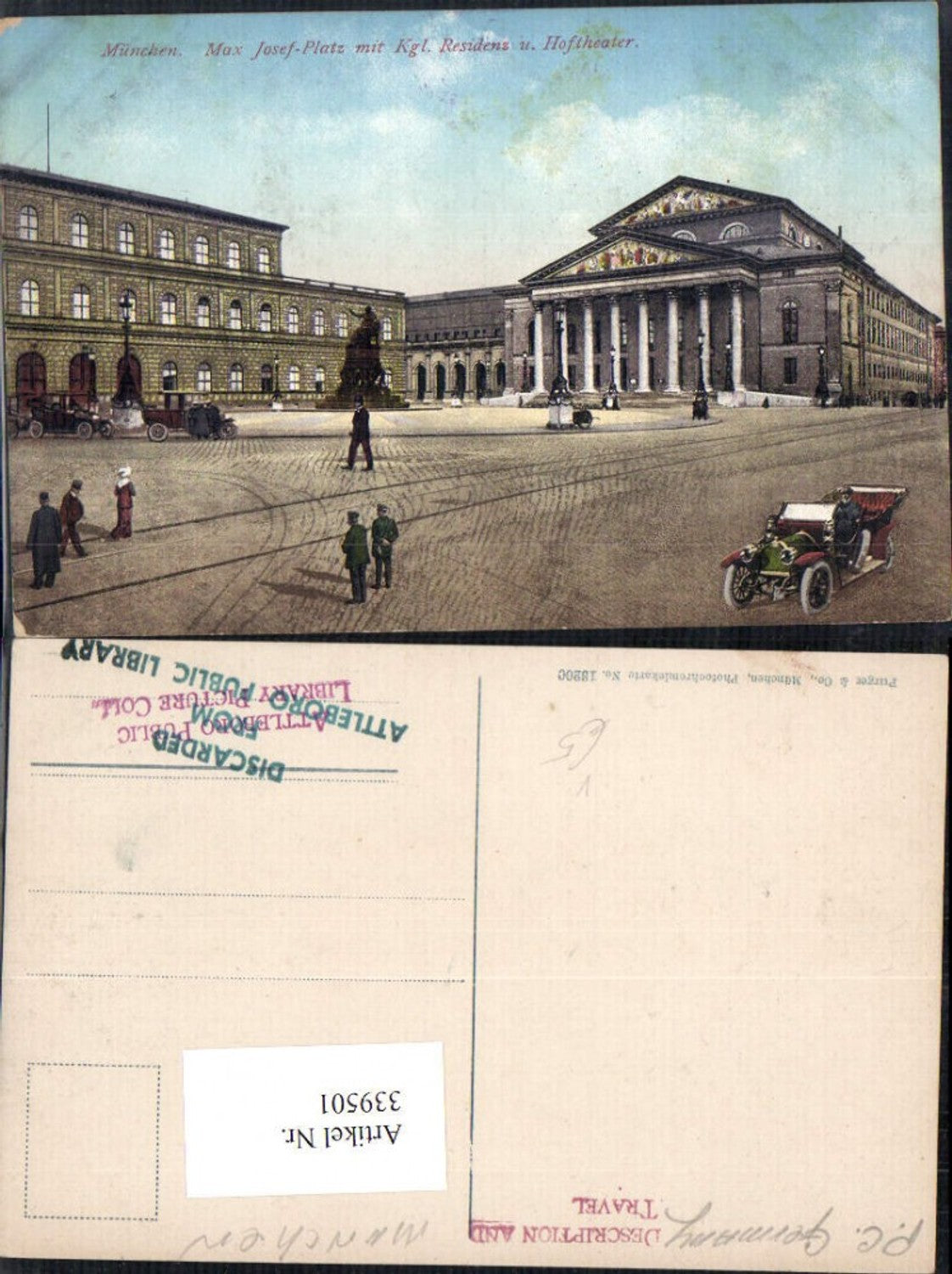 339501,München Max Josef Platz u. Kgl. Residenz u. Hoftheater Theater pub Purger Co 1320C