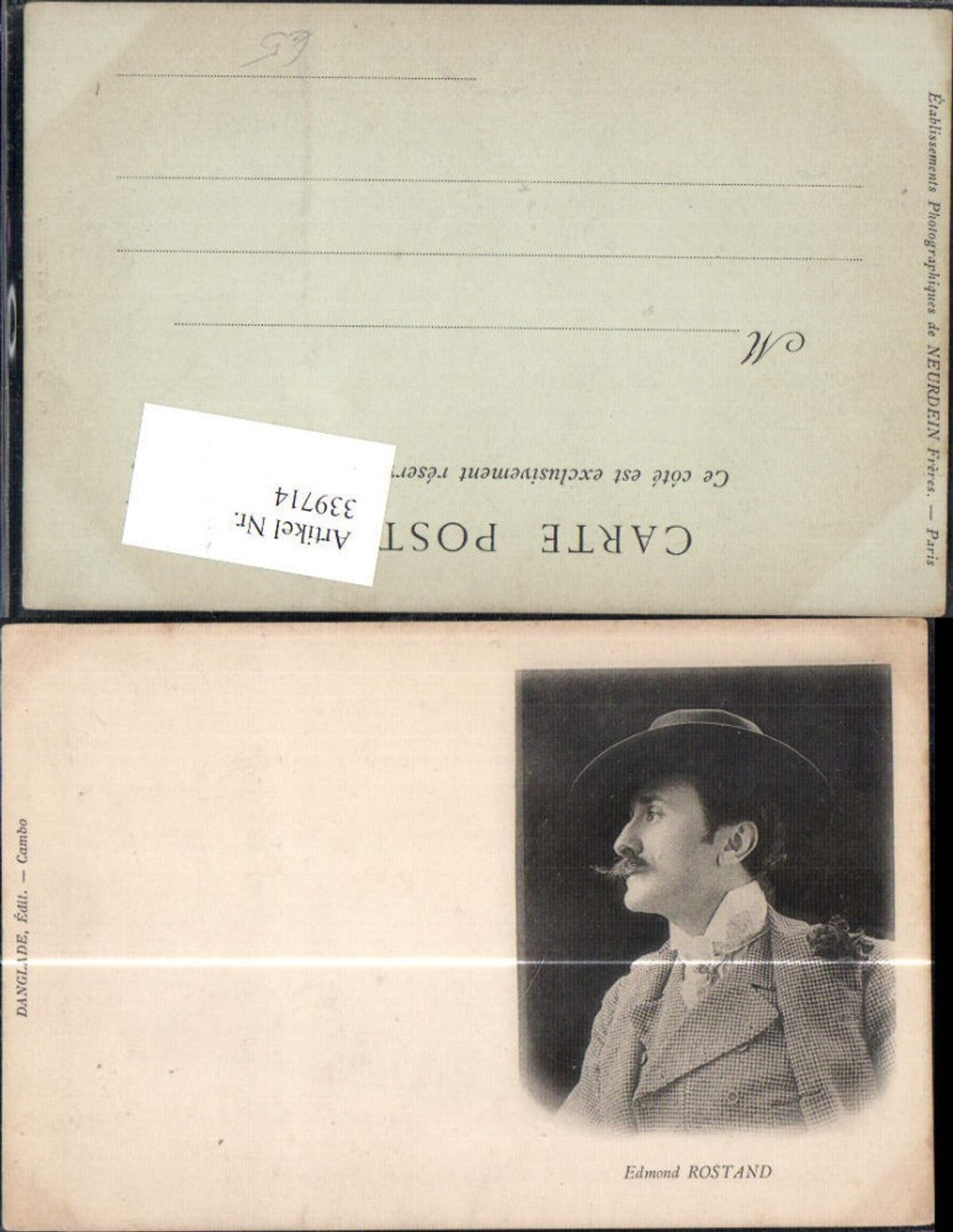 339714,Edmond Rostand Schriftsteller Passepartout Kunst Wissenschaft