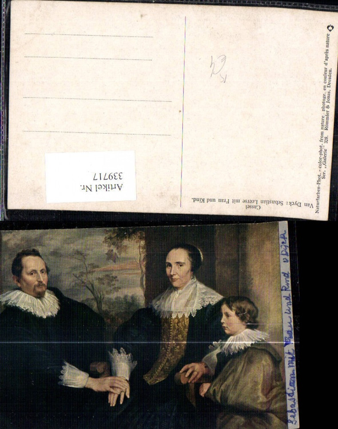 339717,Künstler Ak Van Dyck Cassel Sebastian Leerse m. Frau Kind Kunst Wissenschaft