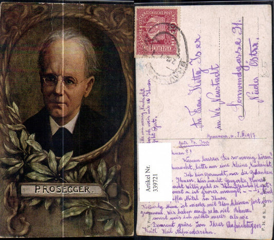 339721,Künstler Ak V. Franke Peter Rosegger Schriftsteller Portrait Kunst Wissenschaft