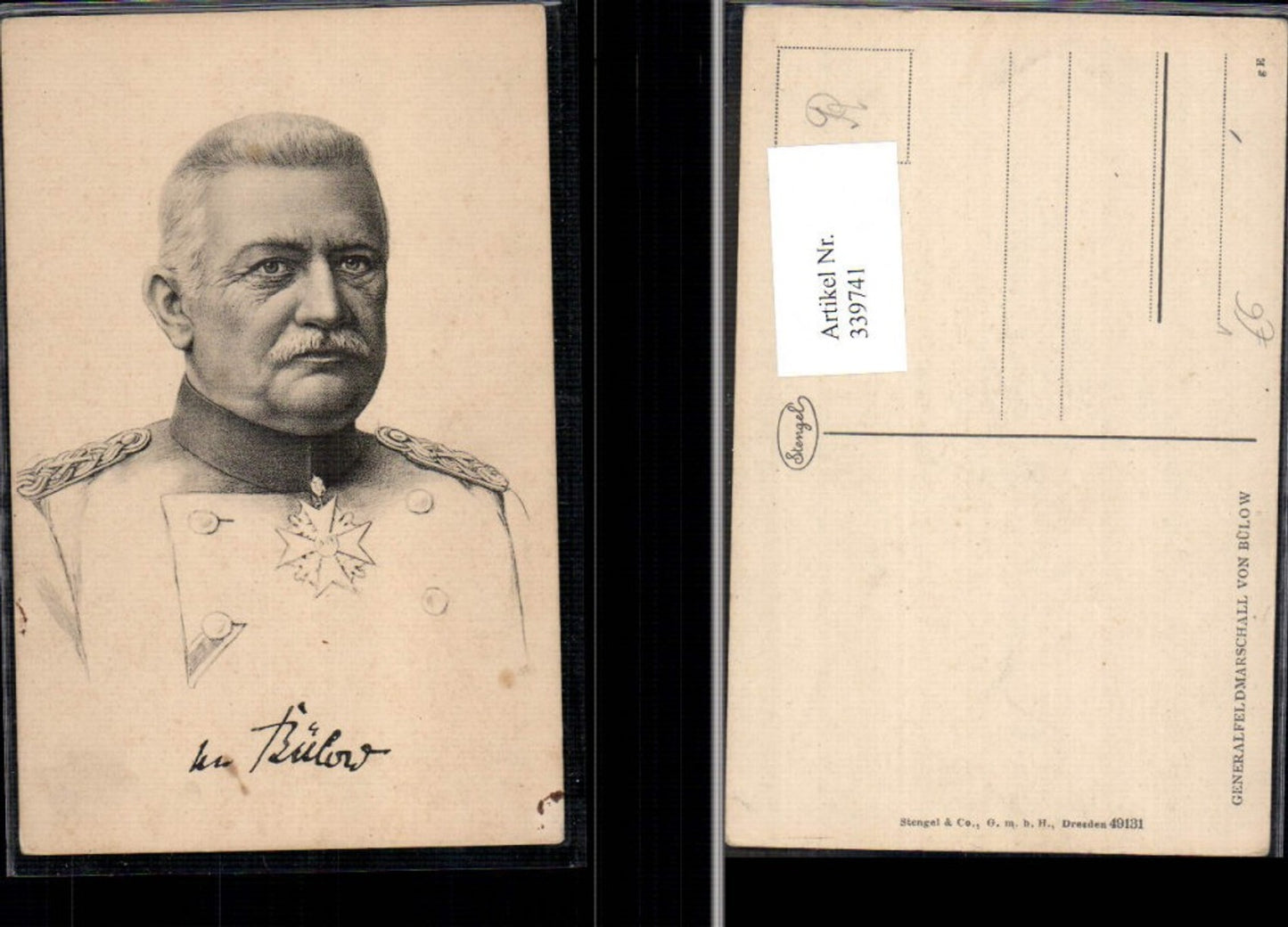 339741,Künstler Ak Generalfeldmarschall Bernhard von Bülow Politiker Uniform pub Stengel Co 49131