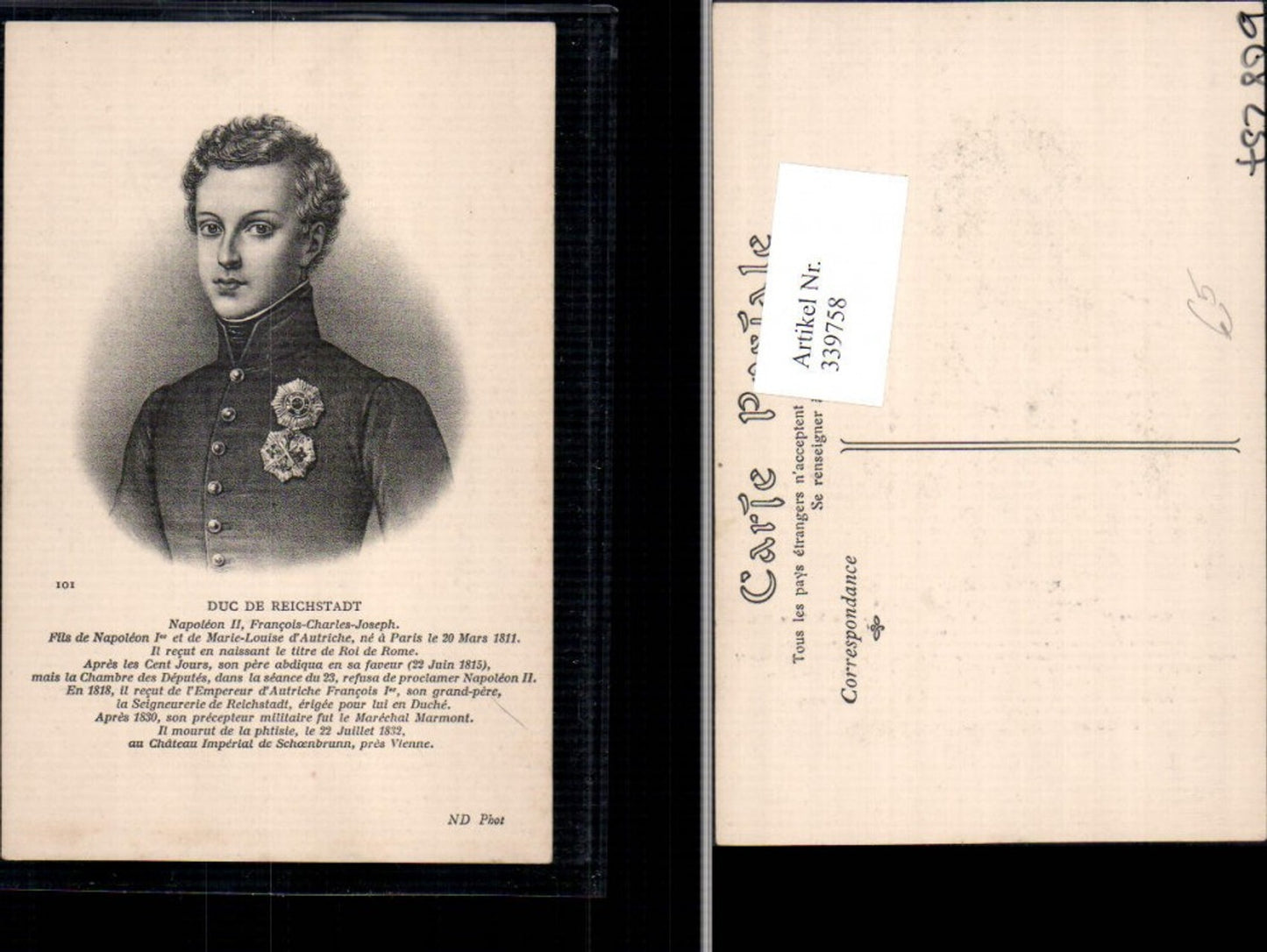 339758,Politiker Napoleon II Duc de Reichstadt