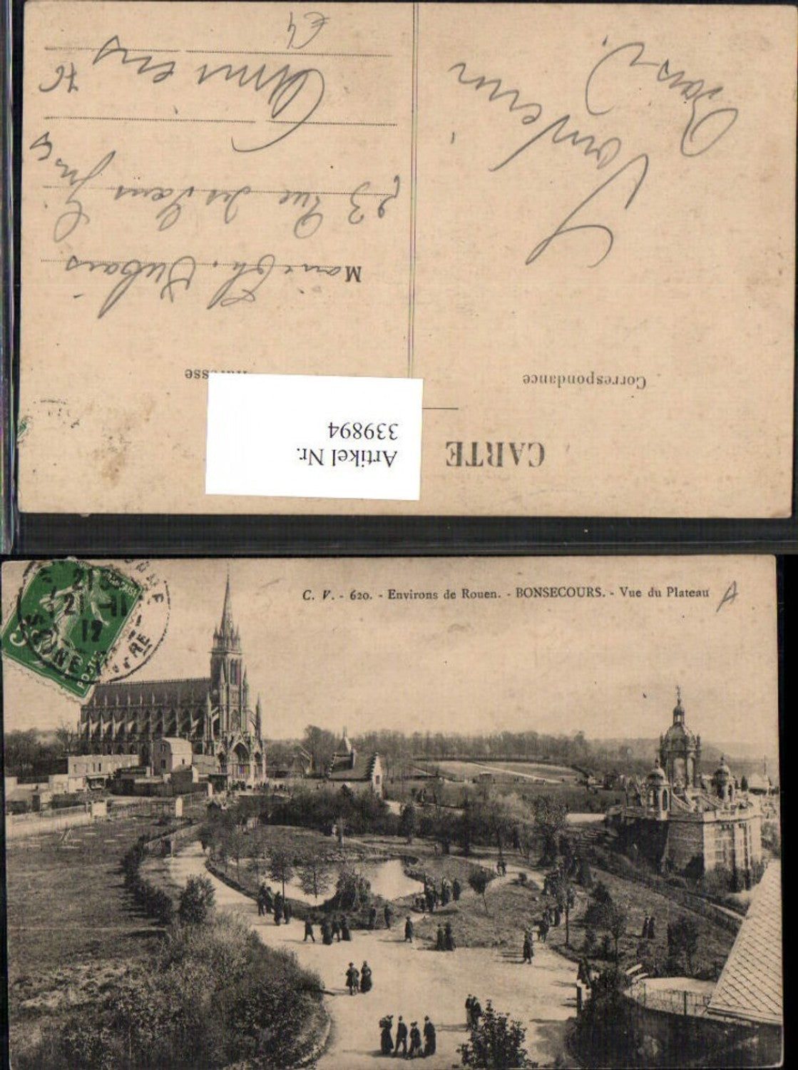 339894,Haute-Normandie Seine-Maritime Rouen Bonsecours Vue du Plateau Kirche