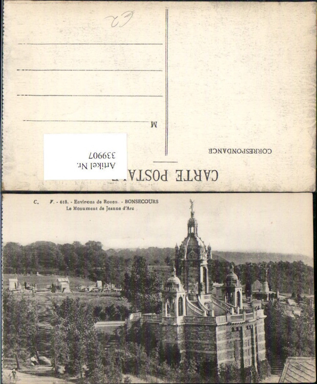 339907,Haute-Normandie Seine-Maritime Rouen Bonsecours Le Monument de Jeanne d Arc