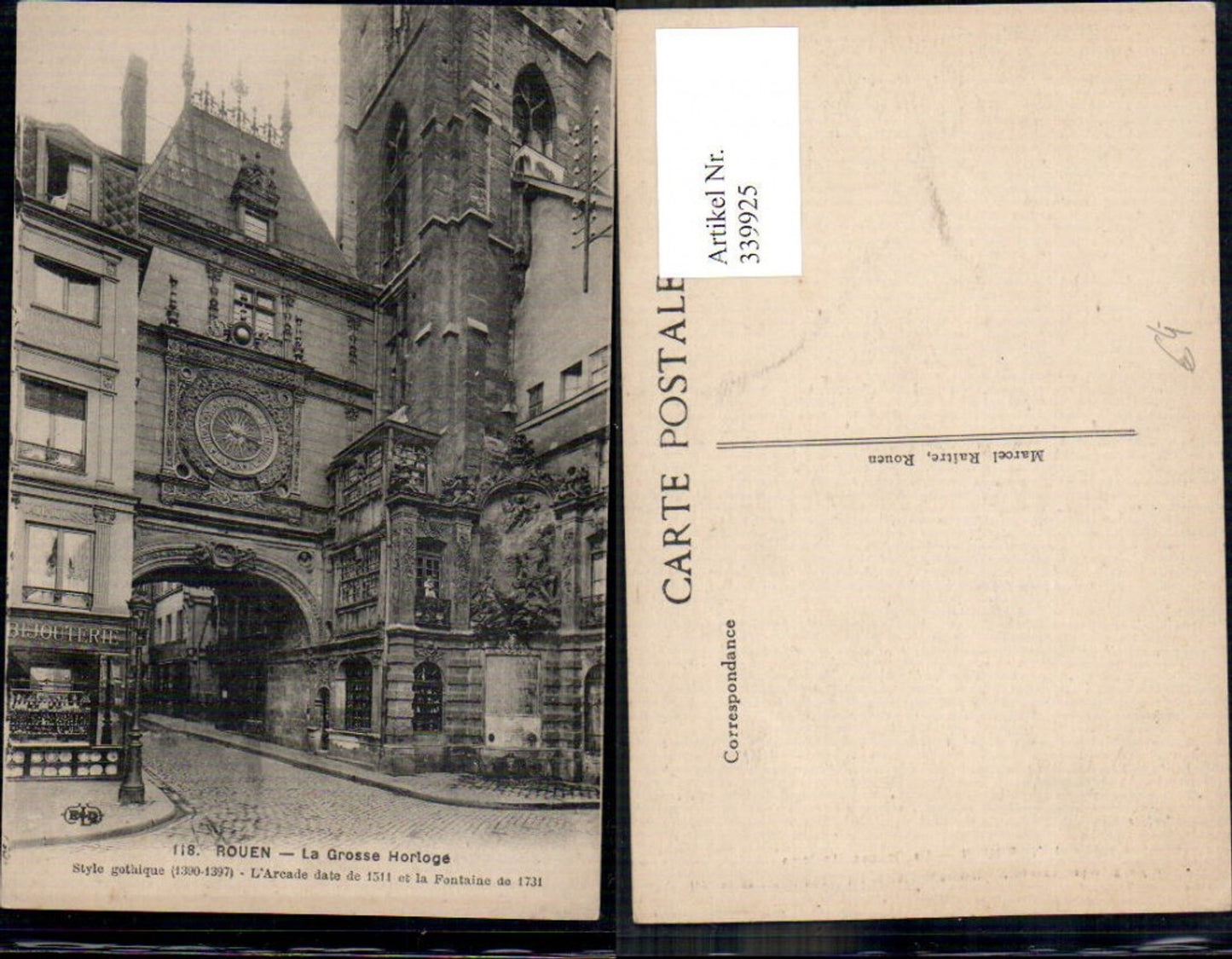 339925,Haute-Normandie Seine-Maritime Rouen La Grosse Horloge Uhr