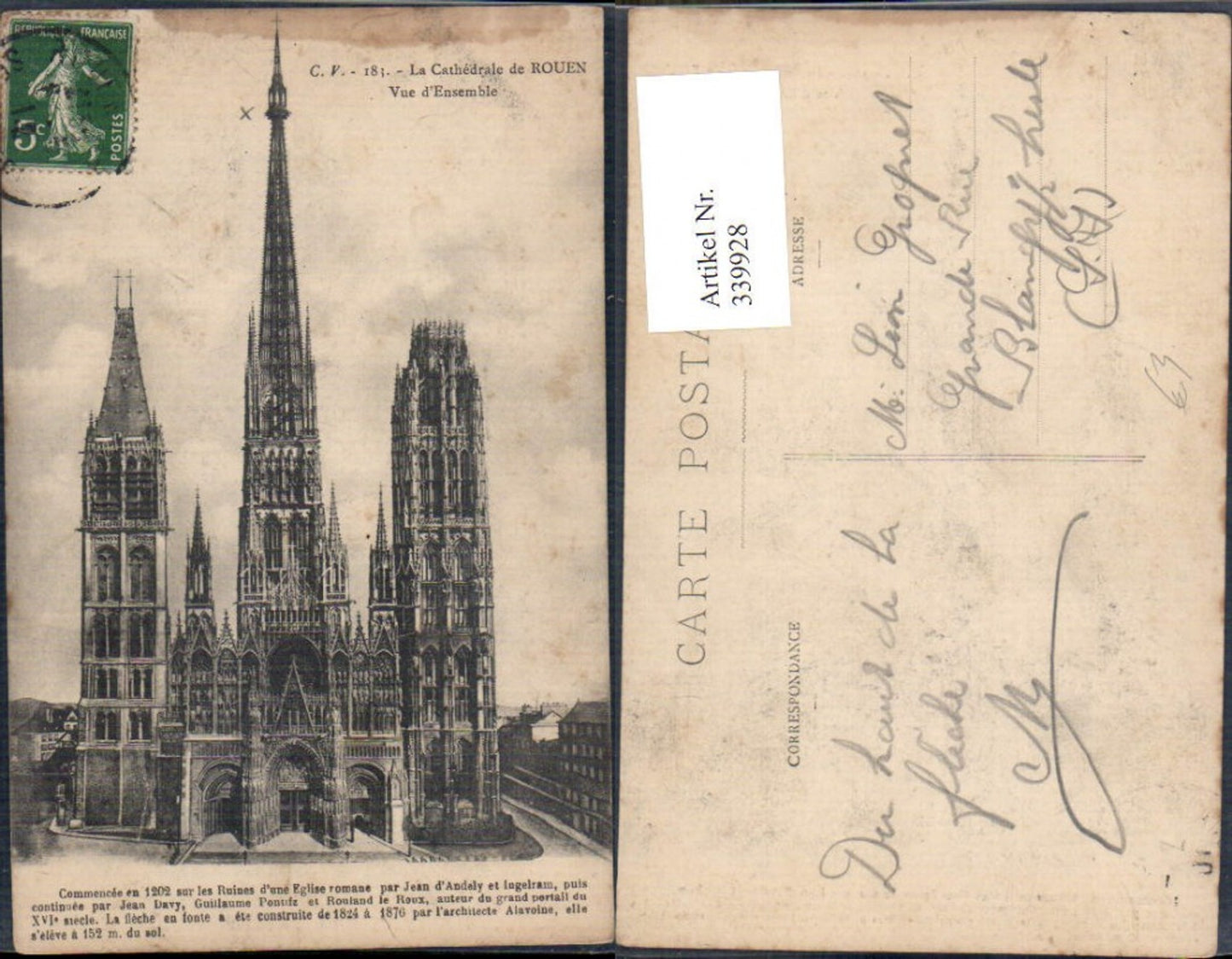 339928,Haute-Normandie Seine-Maritime Rouen La Cathedrale Vue de ensemble Kathedrale