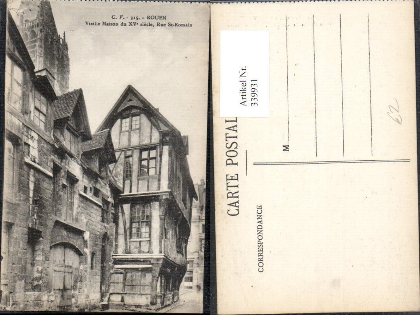 339931,Haute-Normandie Seine-Maritime Rouen Vieille Maison du XV siecle Rue Saint Romain Gebäude