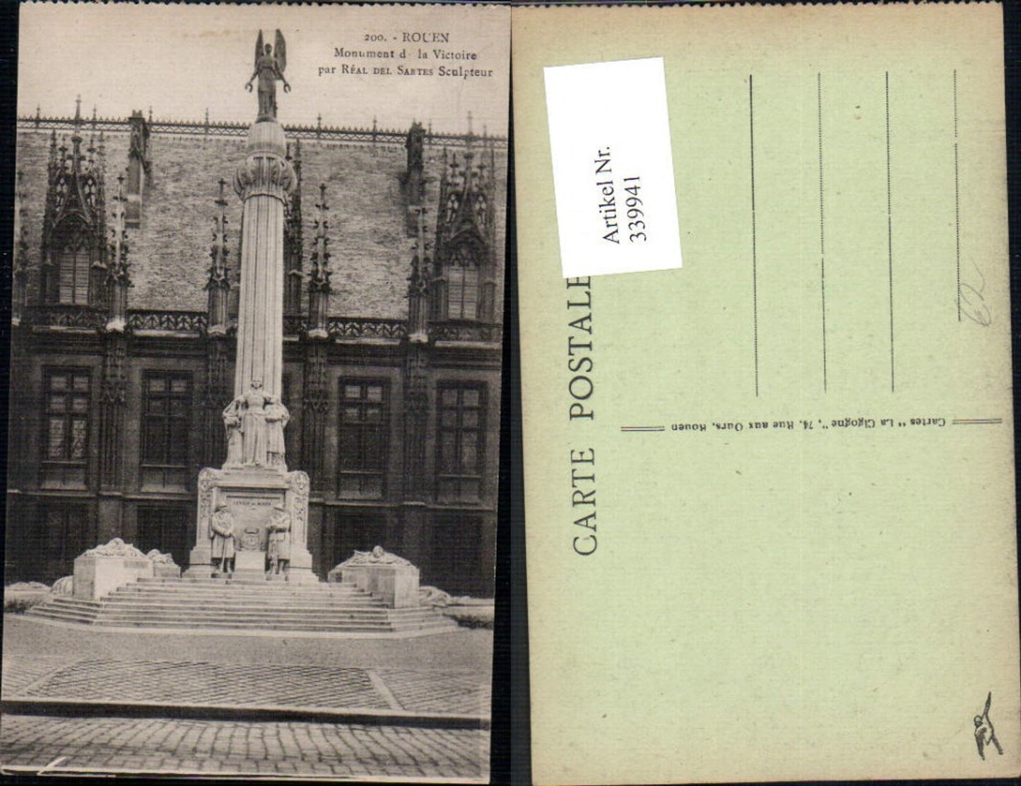 339941,Haute-Normandie Seine-Maritime Rouen Monument de la Victoria par Real del Sartes Sculpteur