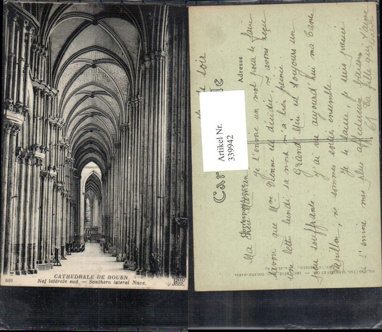 339942,Haute-Normandie Seine-Maritime Rouen Cathedrale Nef laterale sud Kathedrale Innenansicht