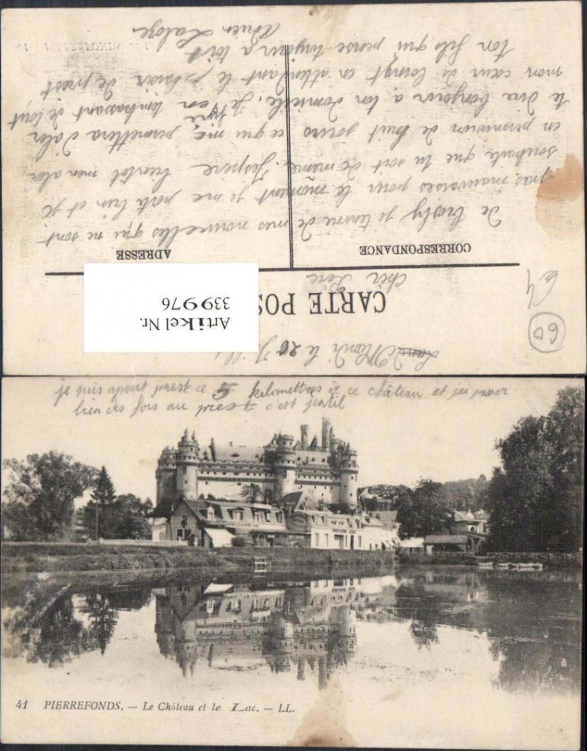 339976,Picardie Oise Pierrefonds Le Chateau Schloss et le Lac
