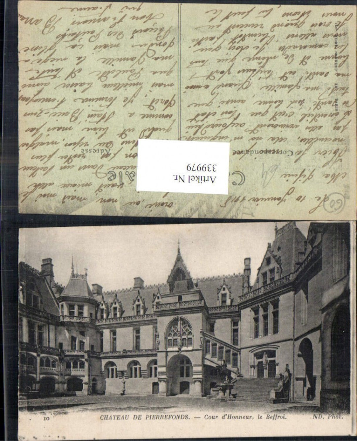 339979,Picardie Oise Pierrefonds Chateau Schloss Cour d Honneur le Beffroi Hof