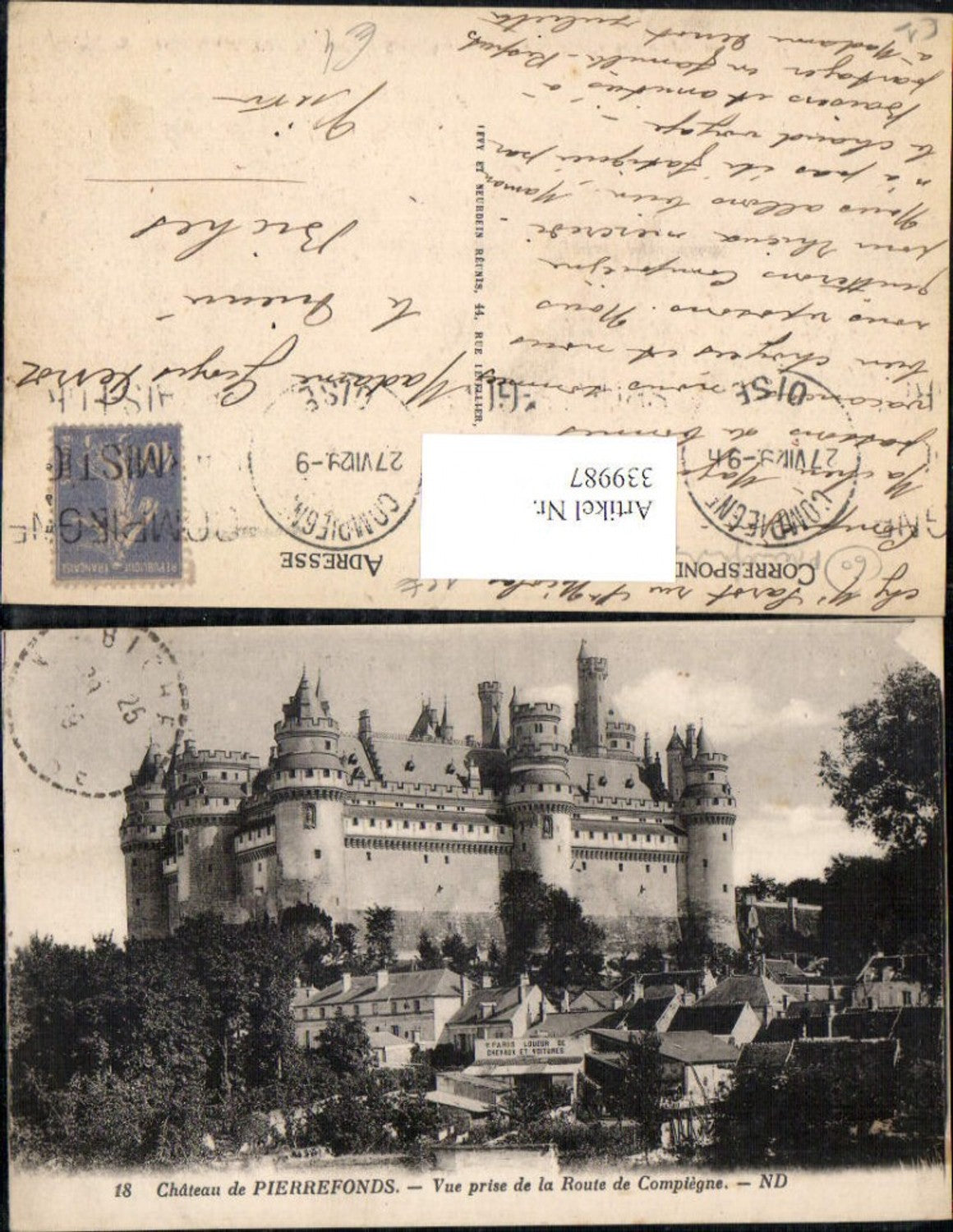 339987,Picardie Oise Pierrefonds Chateau Schloss Vue prise de la Route de Compiegne