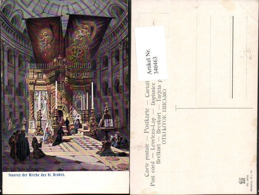 340463,Künstler AK F. Perlberg Jerusalem Kirche Innenansicht Grab