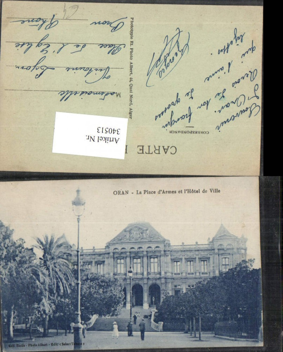 340513,Oran La Place d'Armes et l'Hotel de Ville Rathaus