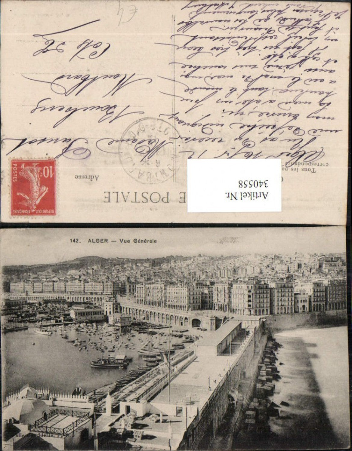 340558,Alger Algier Vue Generale Totale m. Hafen