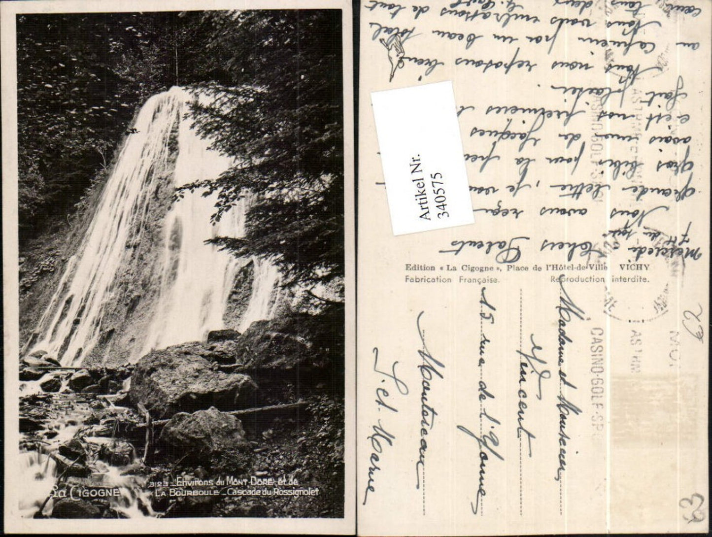 340575,Auvergne Puy de Dome Mont-Dore La Bourboule Cascade du Rossignolet Wasserfall
