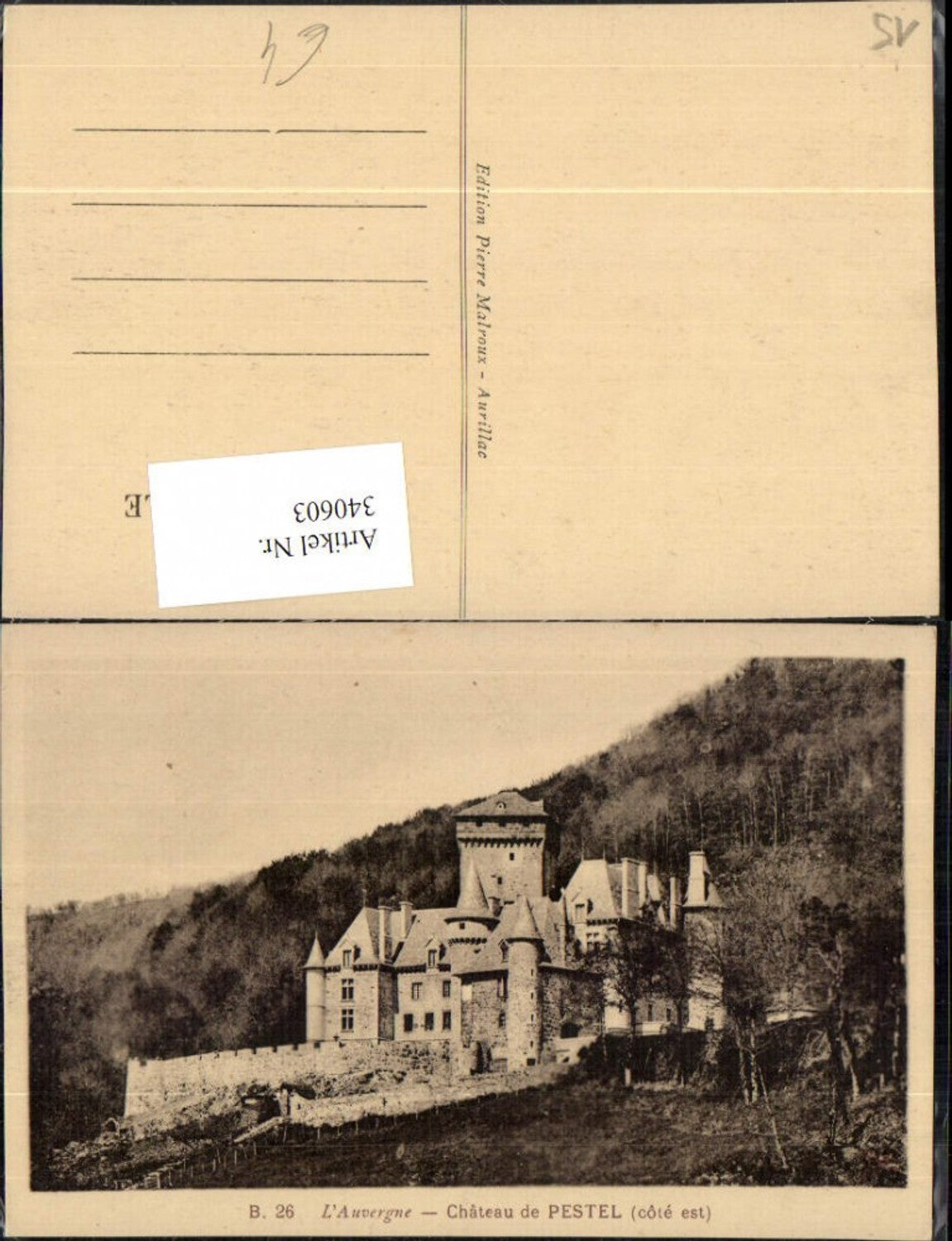 340603,Auvergne Cantal Chateau de Pestel Schloss