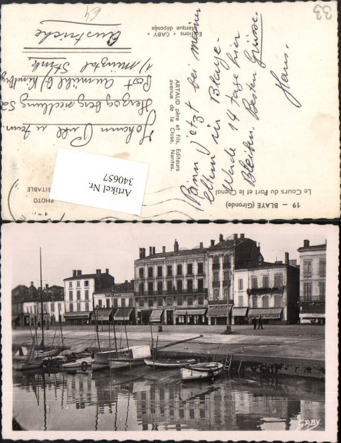 340657,Aquitanien Gironde Blaye Le Cours du Port et le Chenal Anlegestelle Boote