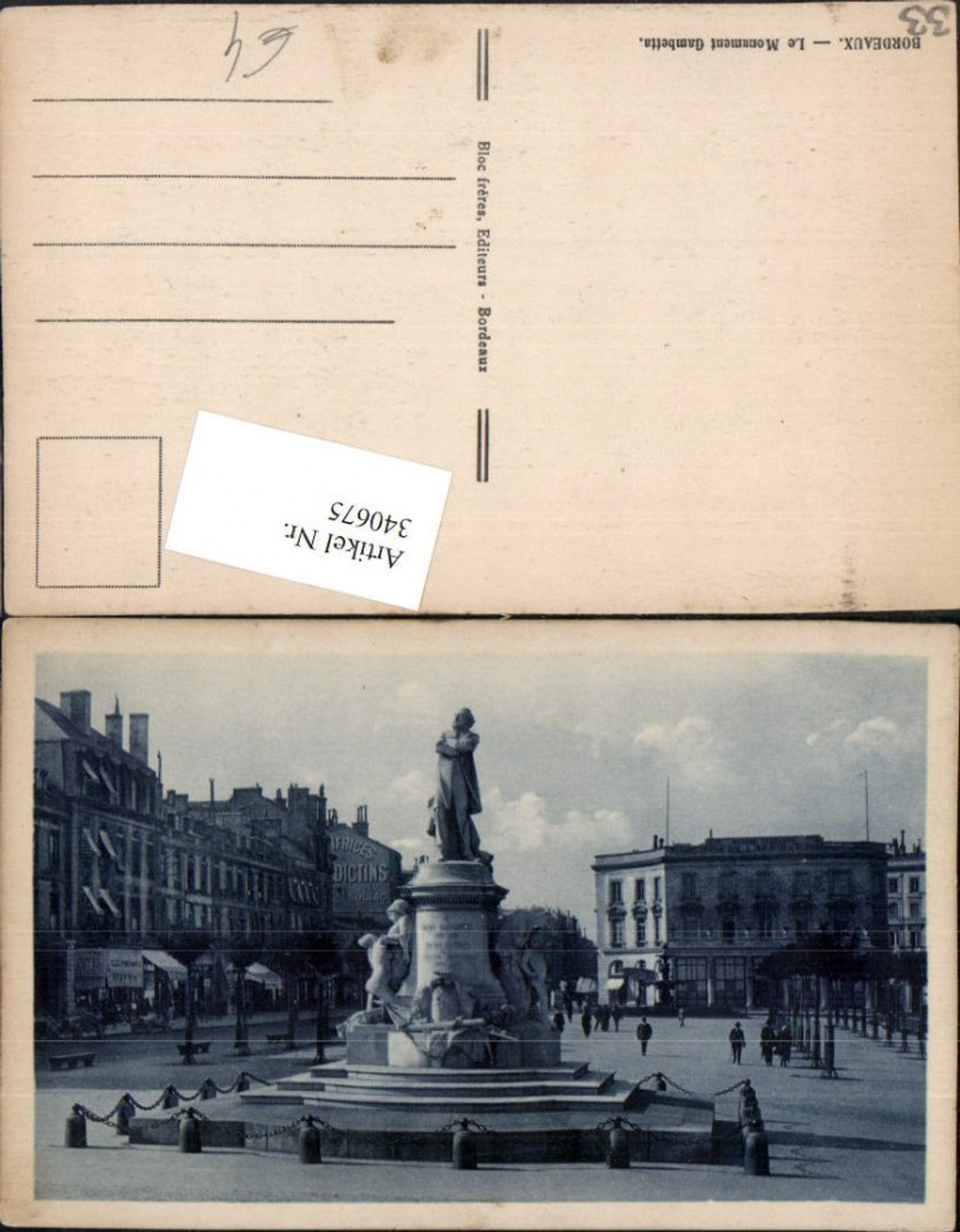 340675,Aquitanien Gironde Bordeaux Le Monument Gambetta Denkmal