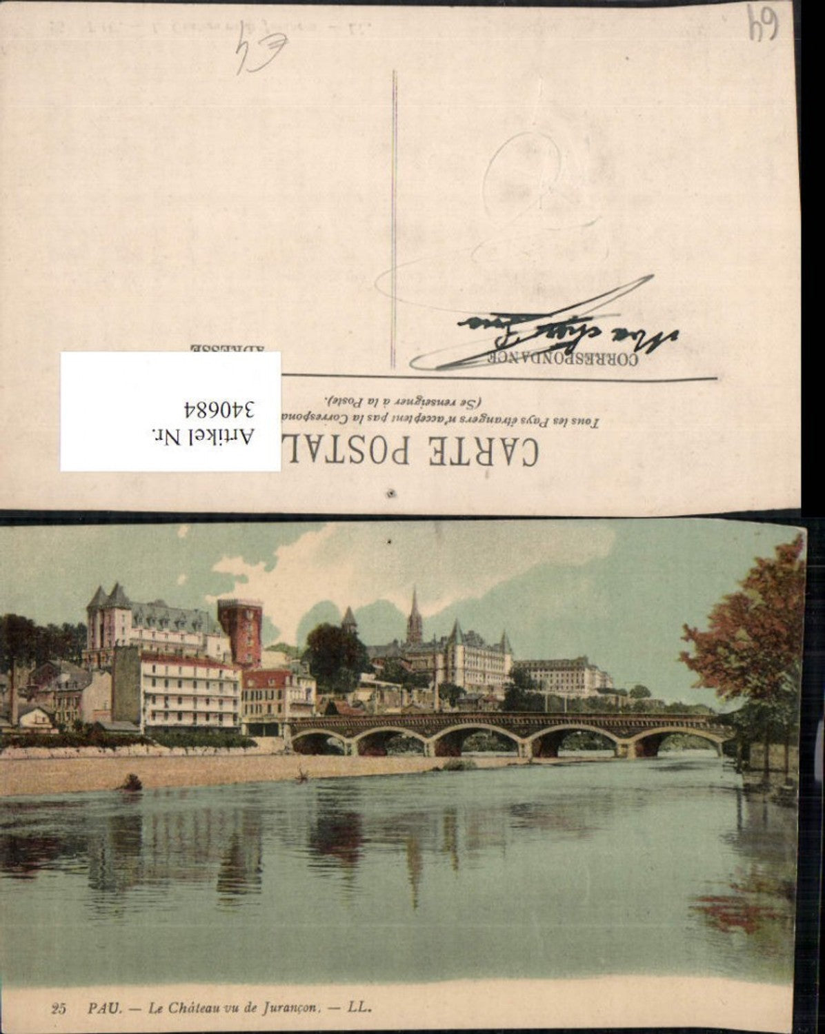 340684,Aquitanien Pyrenees-Atlantiques Pau Le Chateau vu de Jurancon Teilansicht Brücke