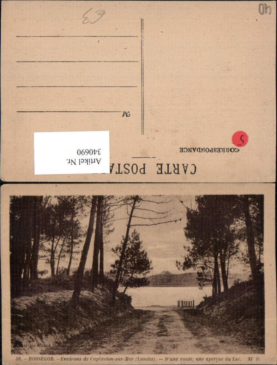 340690,Aquitanien Landes Hossegor Capbreton-sur-Mer D'une route une apercue du Lac See
