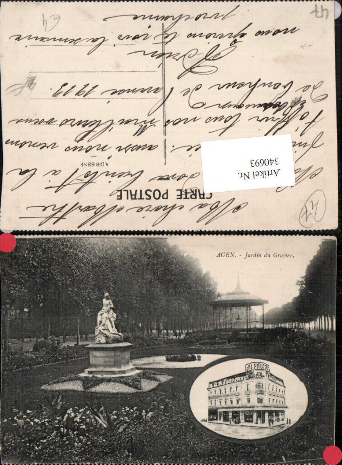 340693,Aquitanien Lot-et-Garonne Agen Jardin du Gravier Park Statue Pavillon