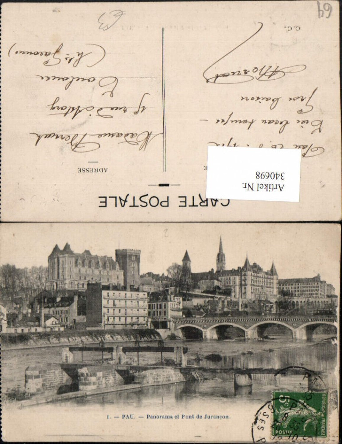 340698,Aquitanien Pyrenees-Atlantiques Pau Panorama et Pont de Jurancon Teilansicht Brücke