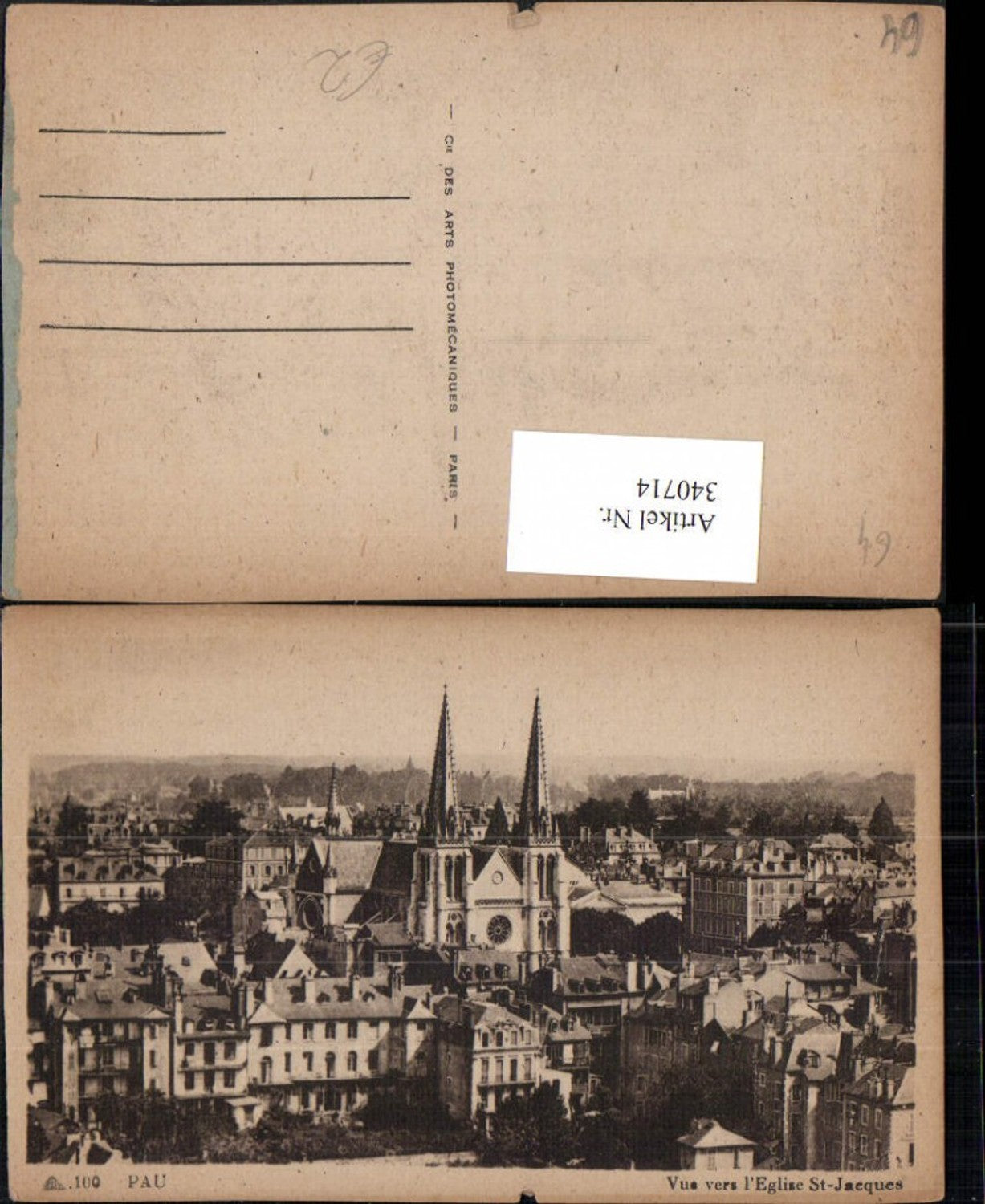 340714,Aquitanien Pyrenees-Atlantiques Pau Vue vers l'Eglise St-Jacques Teilansicht Kirche