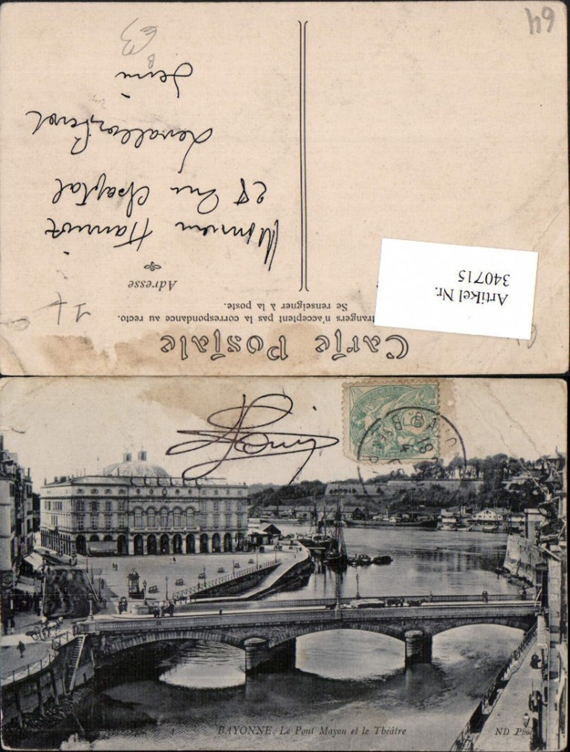 340715,Aquitanien Pyrenees-Atlantiques Bayonne Le Pont Mayon et le Theatre Brücke