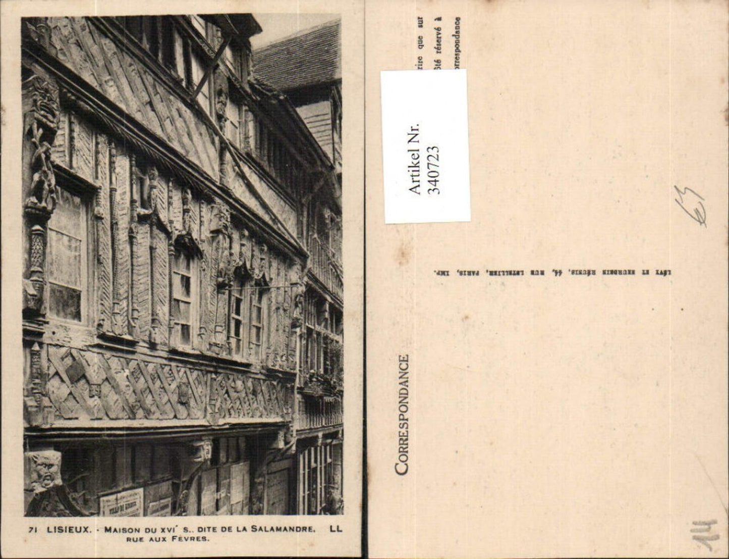 340723,Basse-Normandie Calvados Lisieux Maison du dite de la Salamandre Gebäude