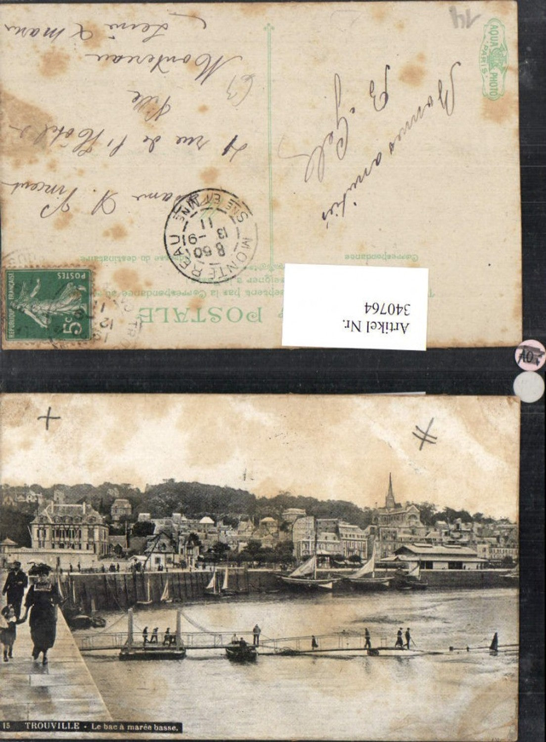 340764,Basse-Normandie Calvados Trouville Le bac a maree basse Teilansicht Steg